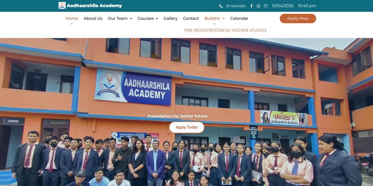 Screenshot of the Aadhaarshila Academy website