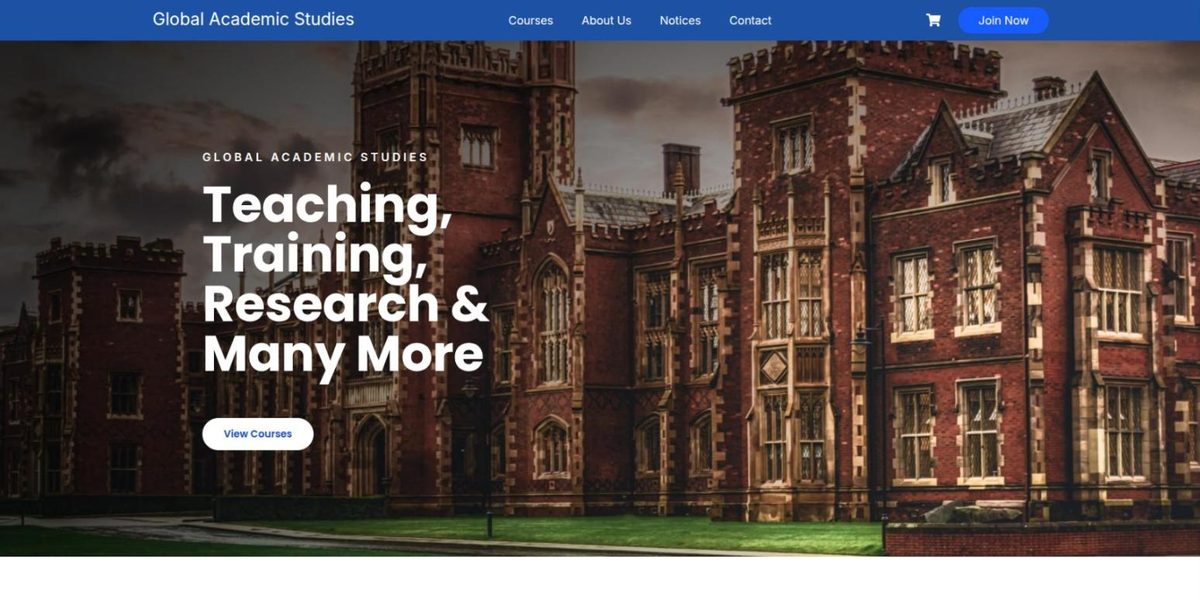 Screenshot of the Global Academic Studies website